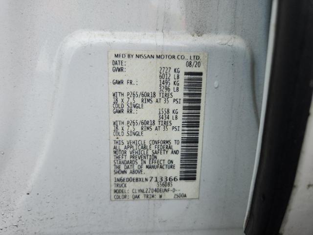 2020 NISSAN FRONTIER S 1N6ED0EBXLN713366