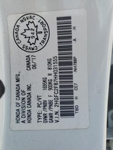 2017 HONDA CIVIC EX 2HGFC2F87HH031555