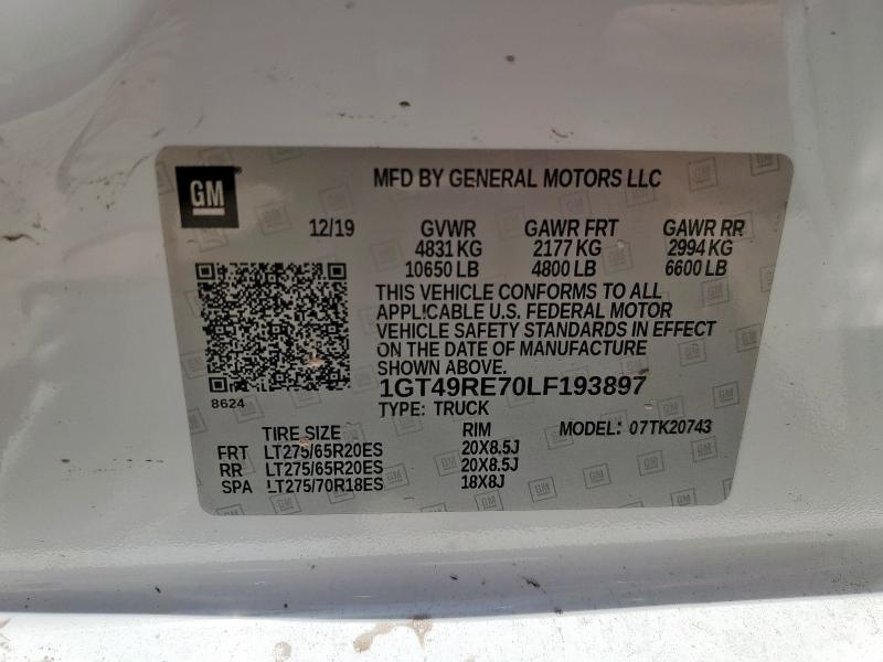 2020 GMC SIERRA K25 1GT49RE70LF193897