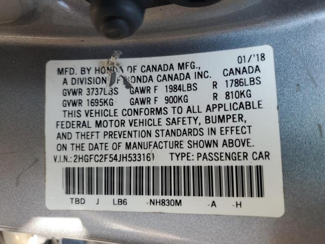 2018 HONDA CIVIC LX - 2HGFC2F54JH533161