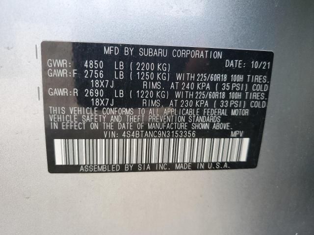2022 SUBARU OUTBACK LI 4S4BTANC9N3153356