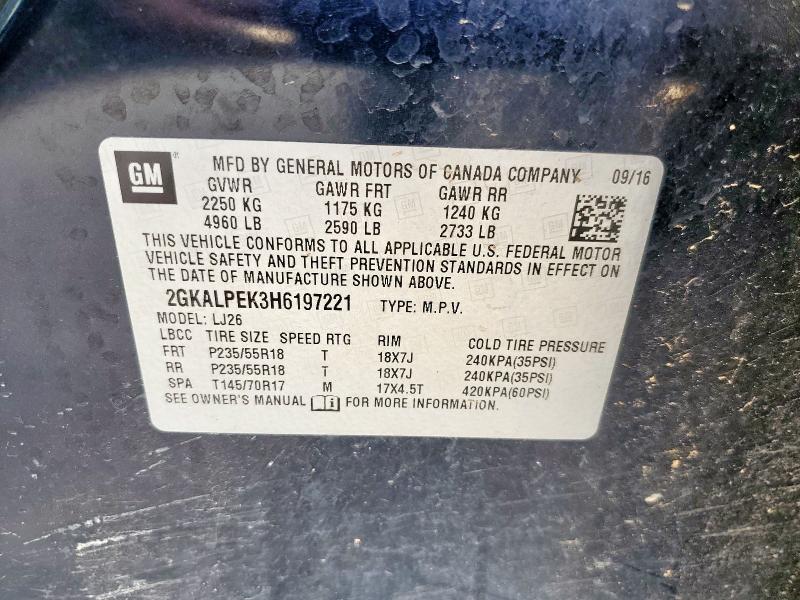 2017 GMC TERRAIN SLT 2GKALPEK3H6197221