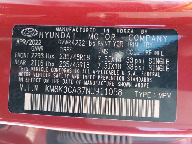 2022 HYUNDAI KONA N LIN KM8K3CA37NU911058