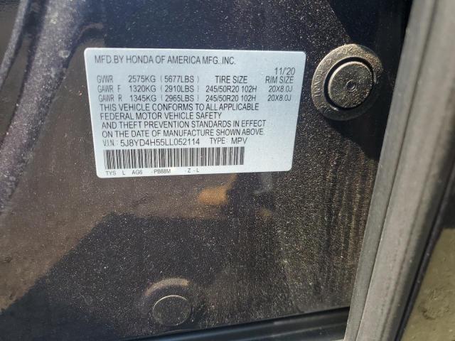 2020 ACURA MDX TECHNO 5J8YD4H55LL052114