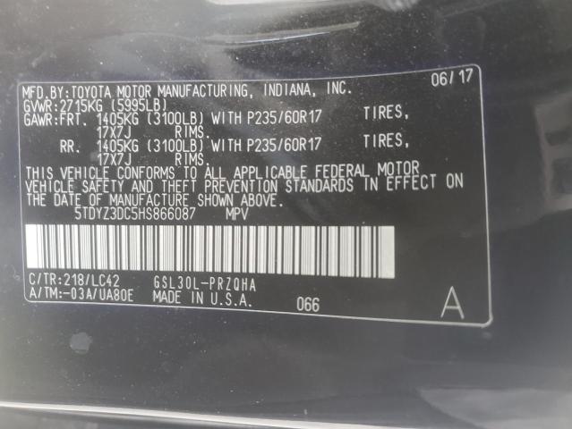 2017 TOYOTA SIENNA XLE 5TDYZ3DC5HS866087