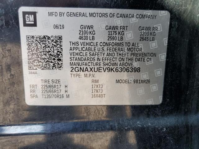 2019 CHEVROLET EQUINOX LT 2GNAXUEV9K6306398