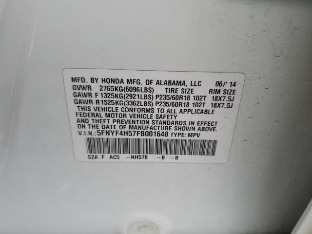 2015 HONDA PILOT EXL - 5FNYF4H57FB001648