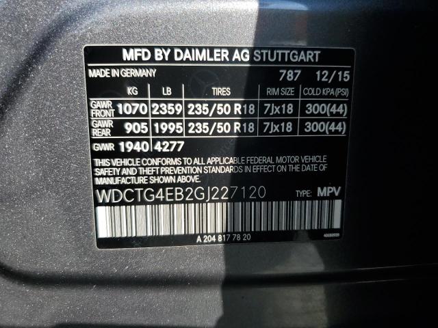 2016 MERCEDES-BENZ GLA 250 WDCTG4EB2GJ227120