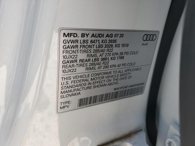 2021 AUDI Q8 PRESTIG WA1FVAF14MD000996