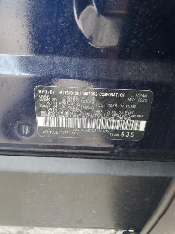 2022 MITSUBISHI OUTLANDER JA4J4UA81NZ081205