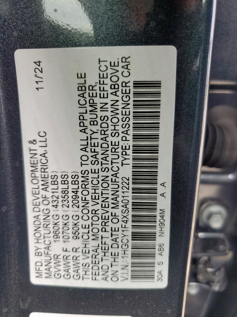 2025 HONDA ACCORD SE 1HGCY1F4XSA011222