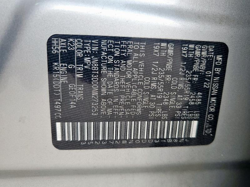 2022 NISSAN ROGUE PLAT JN8BT3DD0NW273253