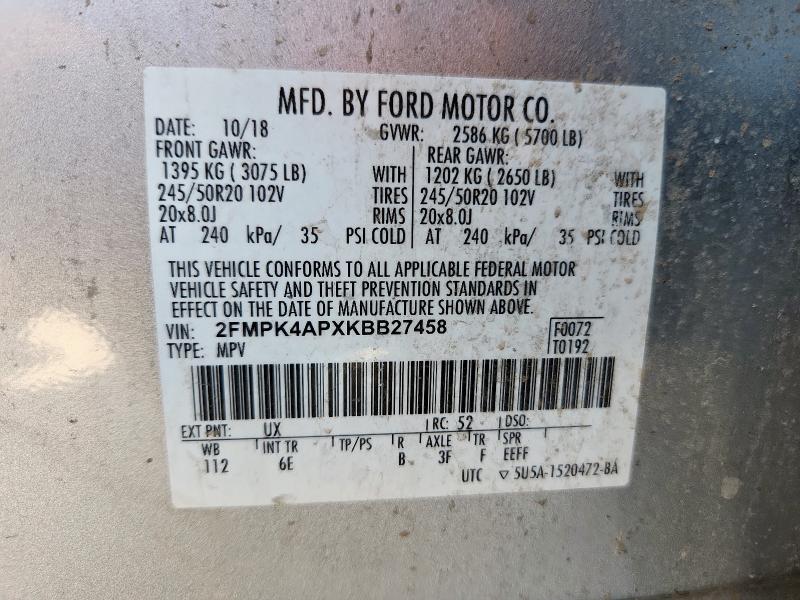 2019 FORD EDGE ST 2FMPK4APXKBB27458