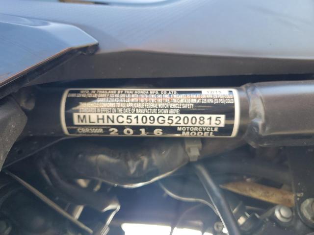 2016 HONDA CBR300 R MLHNC5109G5200815