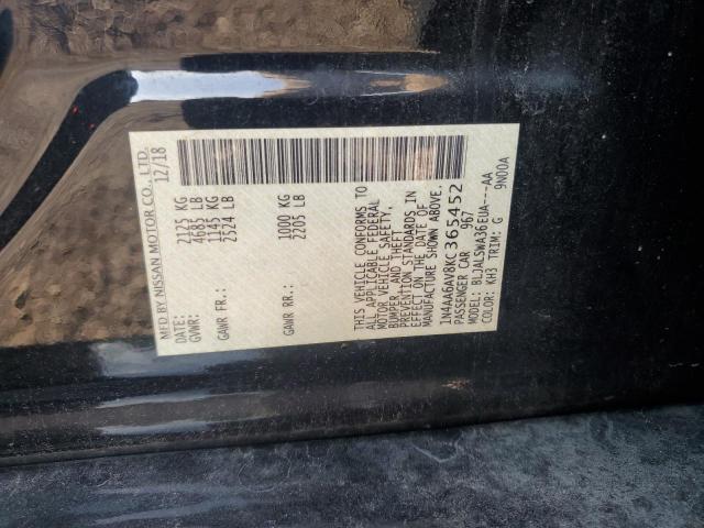 2019 NISSAN MAXIMA S 1N4AA6AV8KC365452