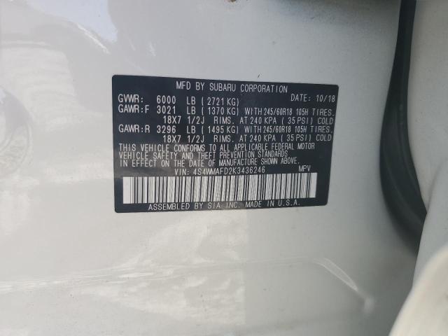 2019 SUBARU ASCENT PRE 4S4WMAFD2K3436246