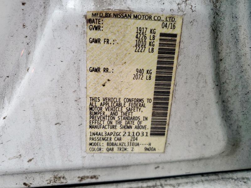 2016 NISSAN ALTIMA 2.5 1N4AL3AP2GC211031