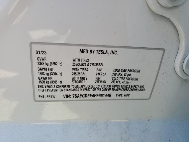 2023 TESLA MODEL Y 7SAYGDEF4PF661449