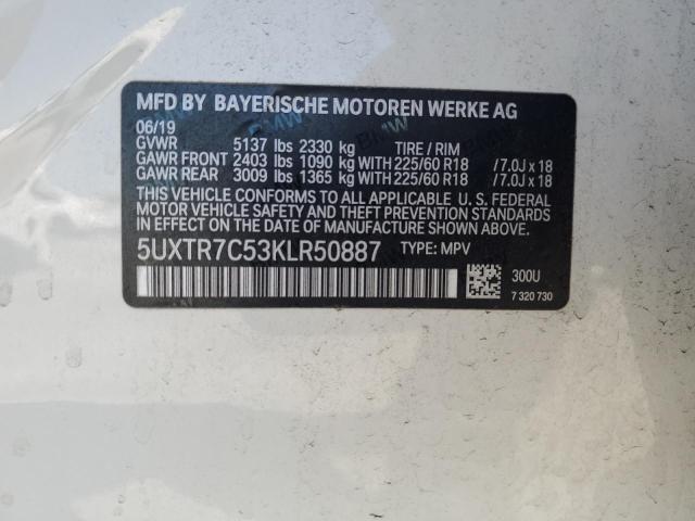 2019 BMW X3 SDRIVE3 5UXTR7C53KLR50887