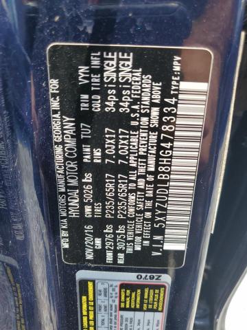 2017 HYUNDAI SANTA FE S 5XYZUDLB8HG478334