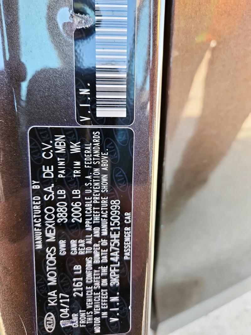 2017 KIA FORTE LX 3KPFL4A75HE150998