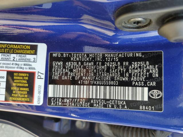 2016 TOYOTA CAMRY 4T1BF1FK8GU559803