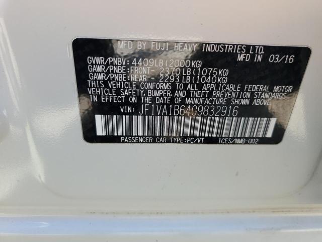 2016 SUBARU WRX JF1VA1B64G9832916