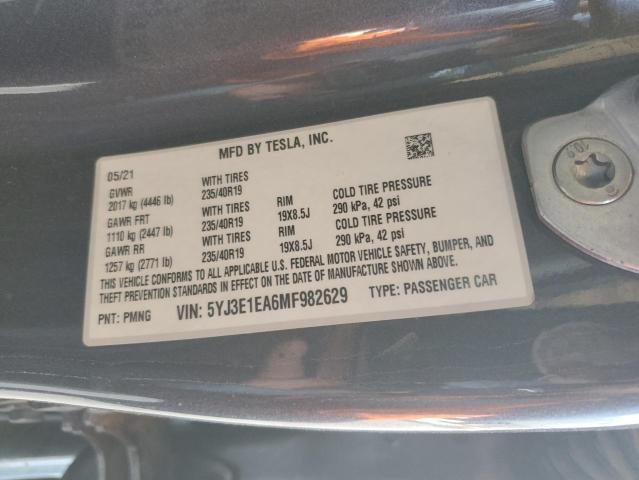 2021 TESLA MODEL 3 5YJ3E1EA6MF982629