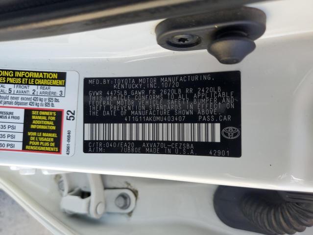 2021 TOYOTA CAMRY SE - 4T1G11AK0MU403407