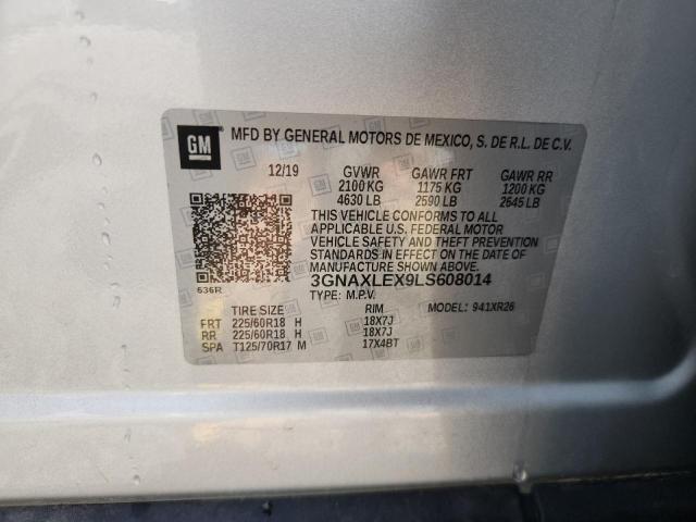 2020 CHEVROLET EQUINOX LT 3GNAXLEX9LS608014