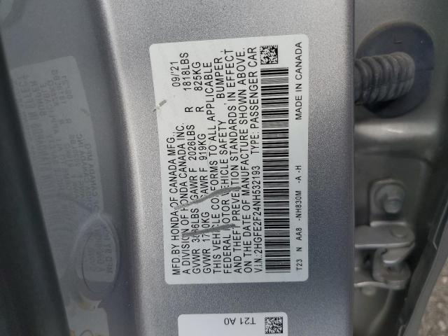 2022 HONDA CIVIC LX 2HGFE2F24NH532193