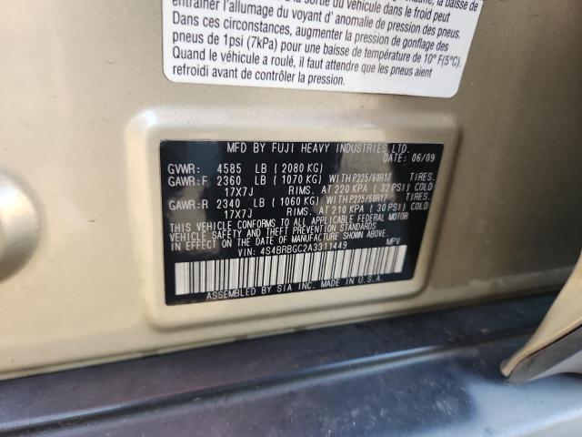 2010 SUBARU OUTBACK 2. - 4S4BRBGC2A3311449