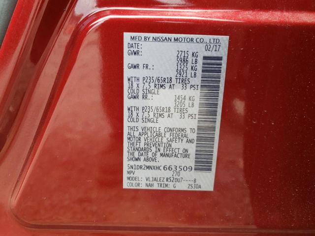 2017 NISSAN PATHFINDER 5N1DR2MNXHC663509