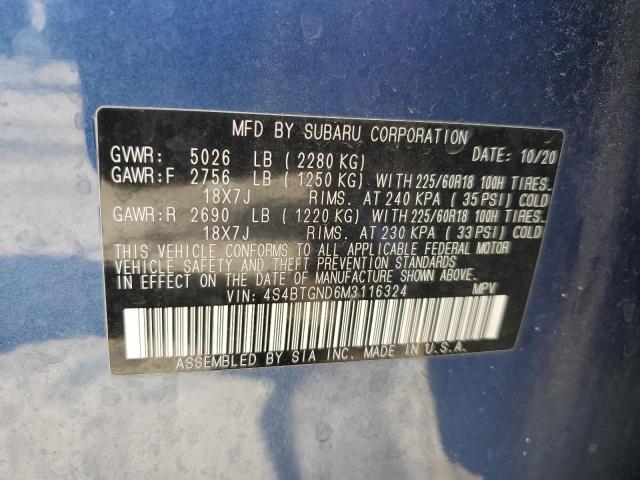 2021 SUBARU OUTBACK LI 4S4BTGND6M3116324