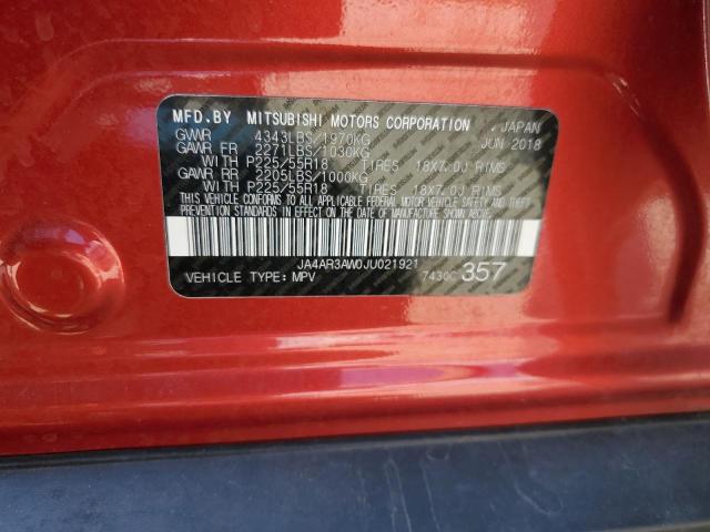 2018 MITSUBISHI OUTLANDER JA4AR3AW0JU021921