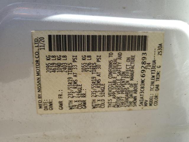2021 NISSAN ROGUE SL 5N1AT3CB1MC692893