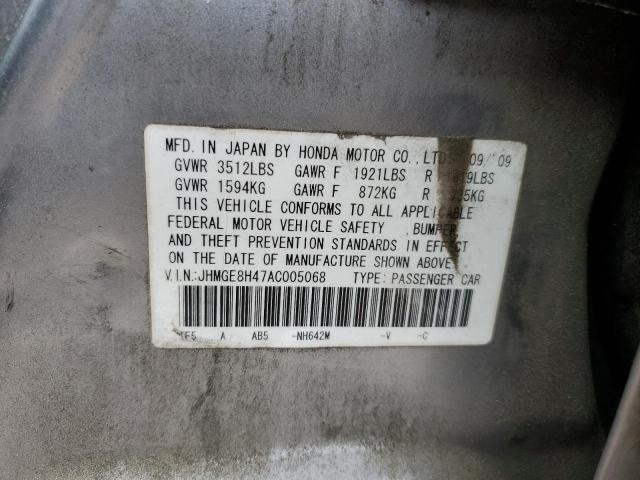 2010 HONDA FIT SPORT - JHMGE8H47AC005068