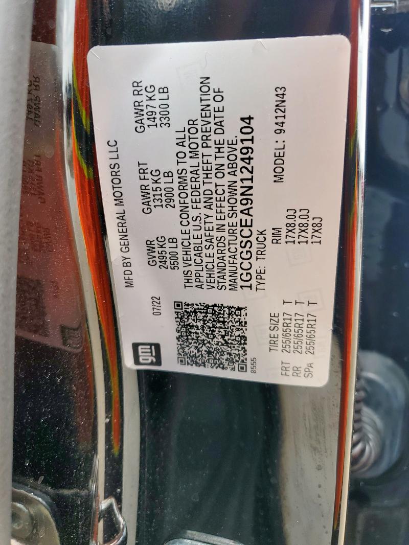 2022 CHEVROLET COLORADO L - 1GCGSCEA9N1249104