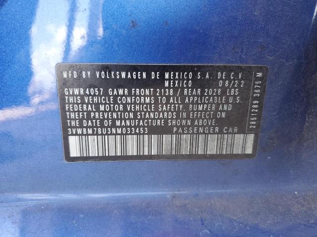 2022 VOLKSWAGEN JETTA SPOR 3VWBM7BU3NM033453