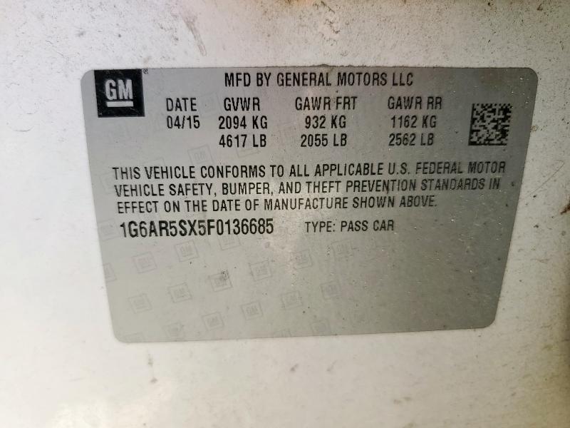 2015 CADILLAC CTS LUXURY 1G6AR5SX5F0136685