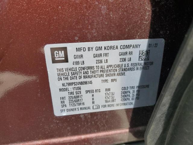 2022 CHEVROLET TRAILBLAZE KL79MPS24NB096145
