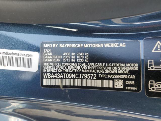 2022 BMW 430XI WBA43AT09NCJ79572