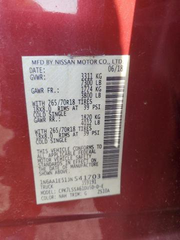 2018 NISSAN TITAN SV 1N6AA1E51JN541703