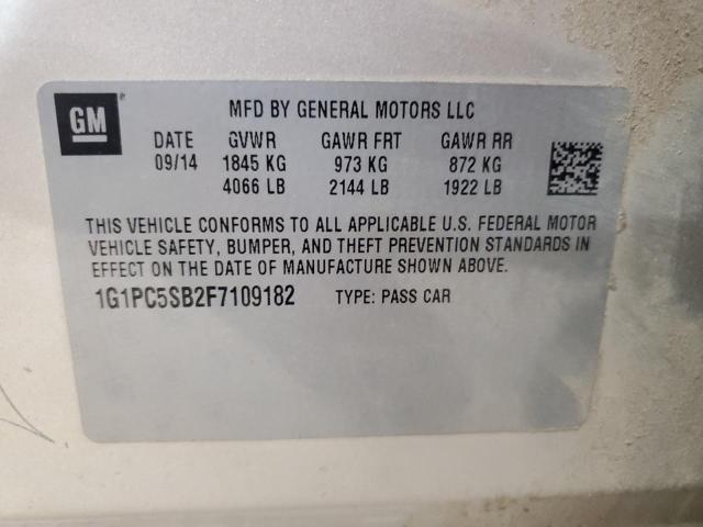 2015 CHEVROLET CRUZE LT 1G1PC5SB2F7109182