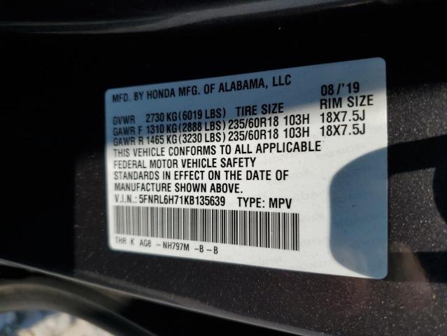 2019 HONDA ODYSSEY EX 5FNRL6H71KB135639