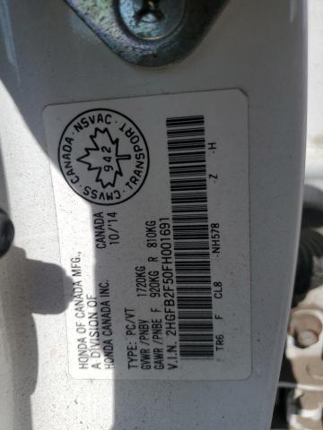 2015 HONDA CIVIC LX 2HGFB2F50FH001691