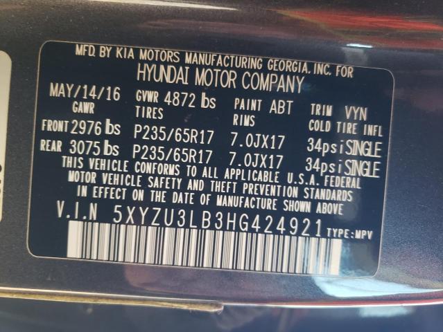 2017 HYUNDAI SANTA FE S - 5XYZU3LB3HG424921