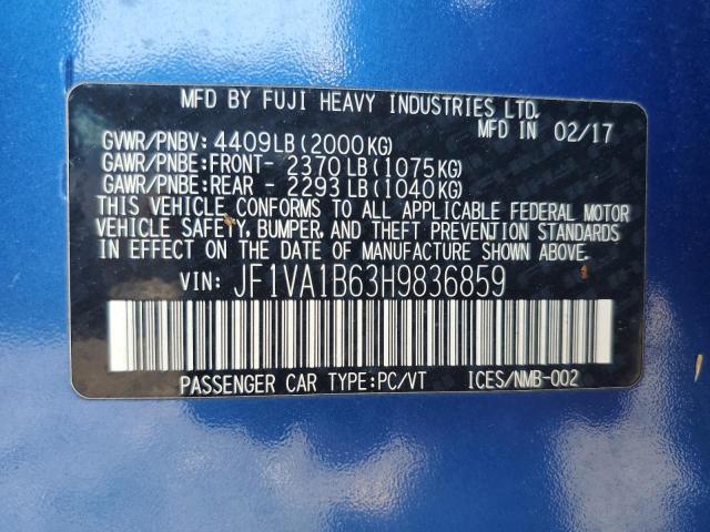 2017 SUBARU WRX JF1VA1B63H9836859
