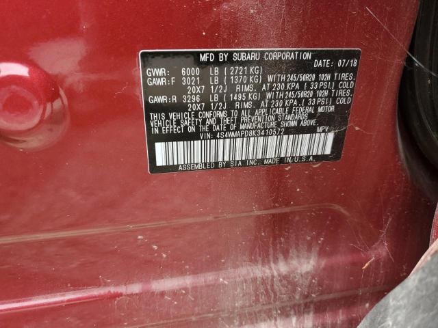 2019 SUBARU ASCENT LIM 4S4WMAPD8K3410572