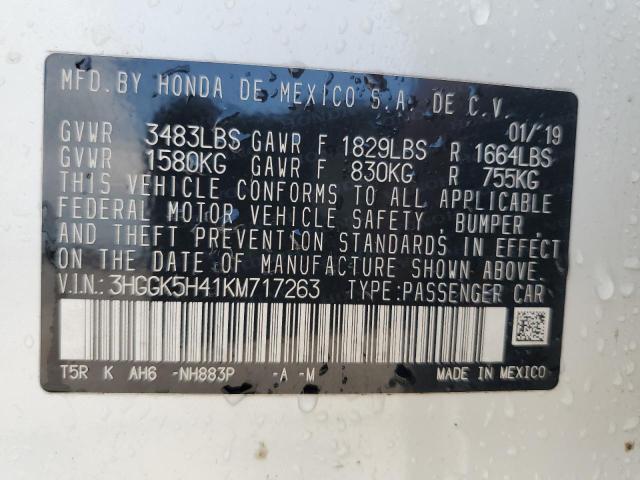 2019 HONDA FIT LX 3HGGK5H41KM717263